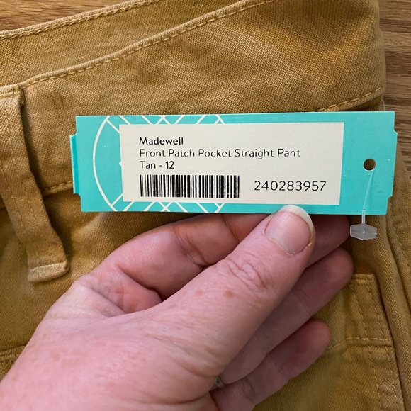 Madewell tan khaki front patch pocket straight leg pants NWT - Picture 3 of 3